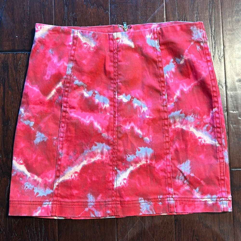 Free People Red/Pink Tie Dye Skirt 10